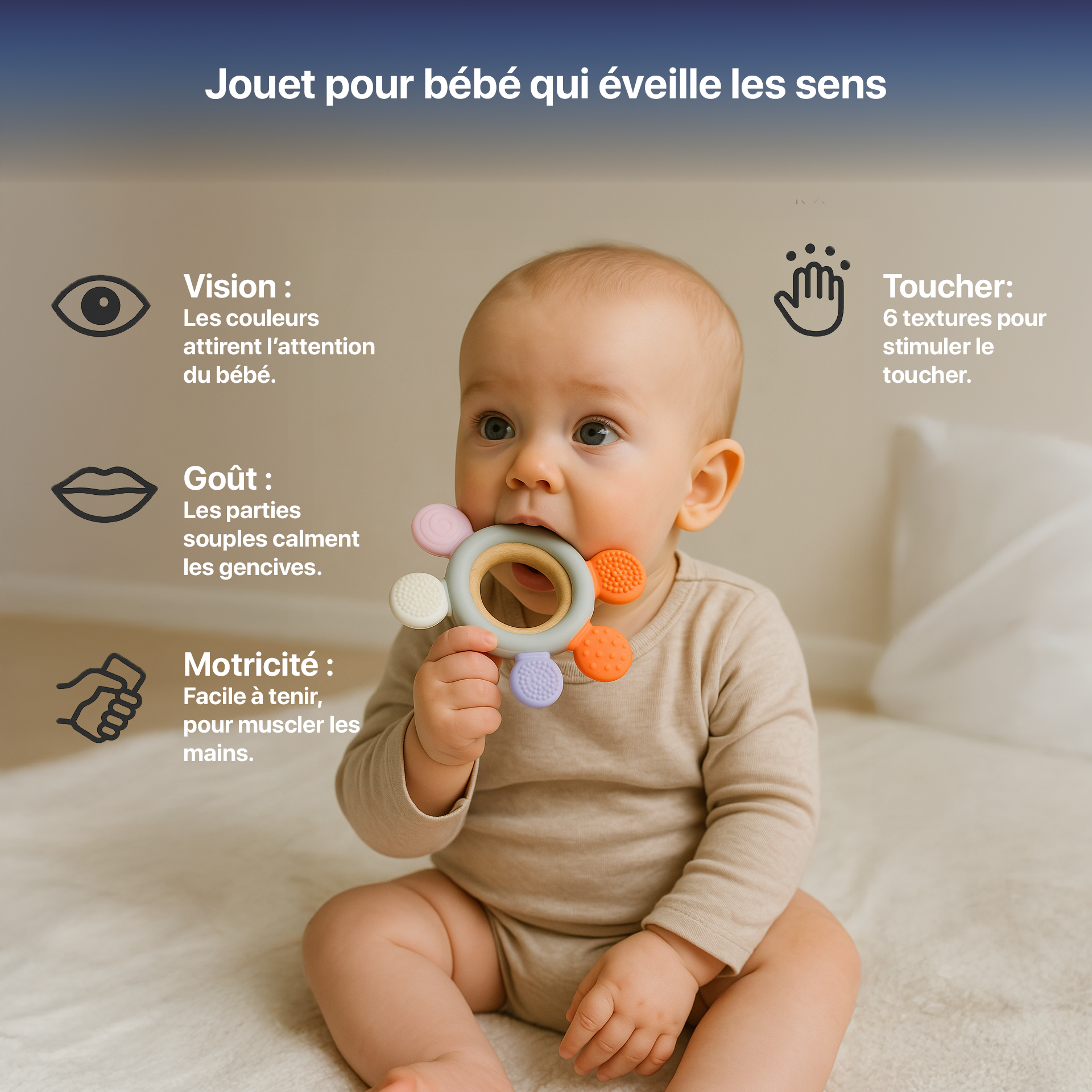 Anneau de dentition gouvernail