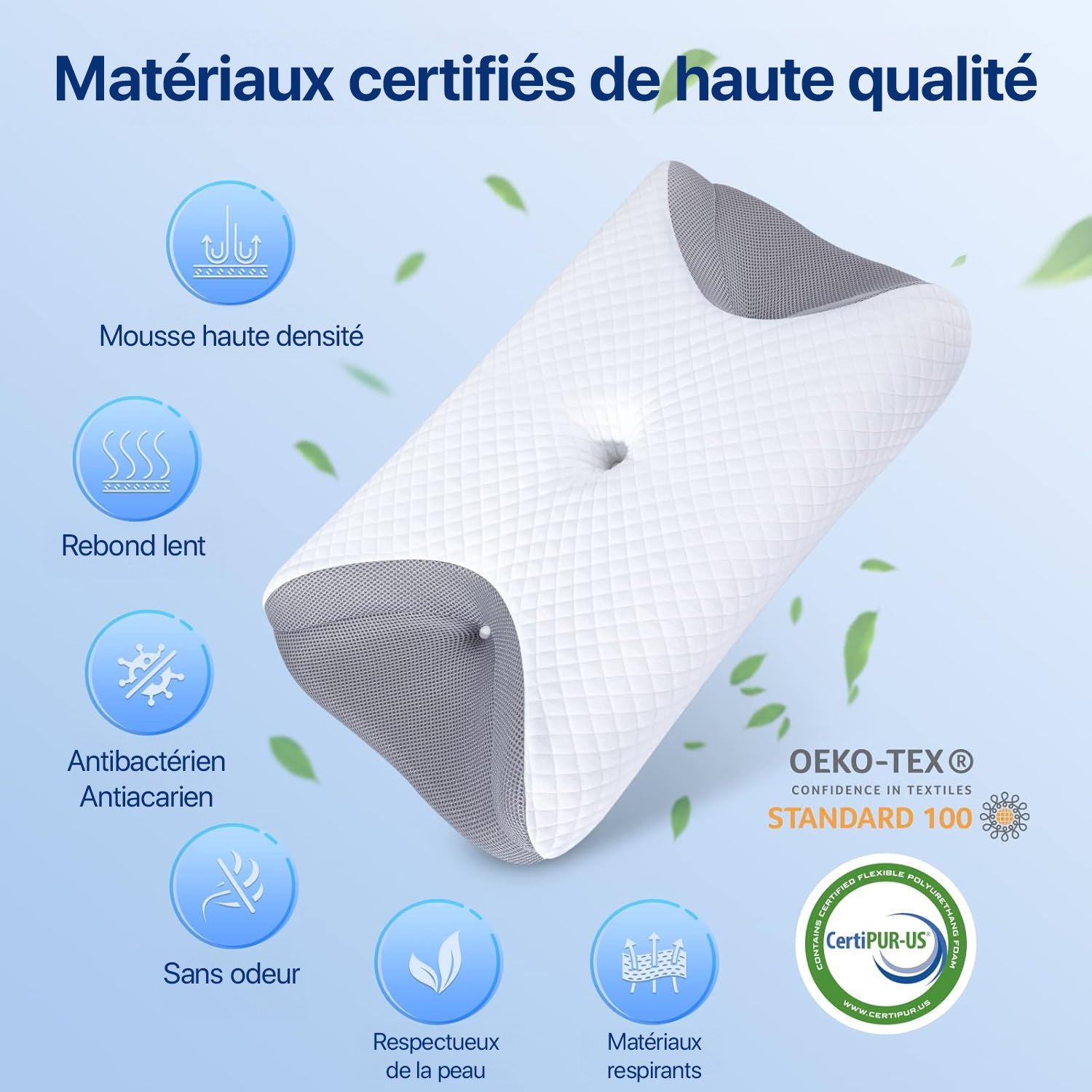 Oreiller Ergonomique en Mousse à Mémoire de Forme
