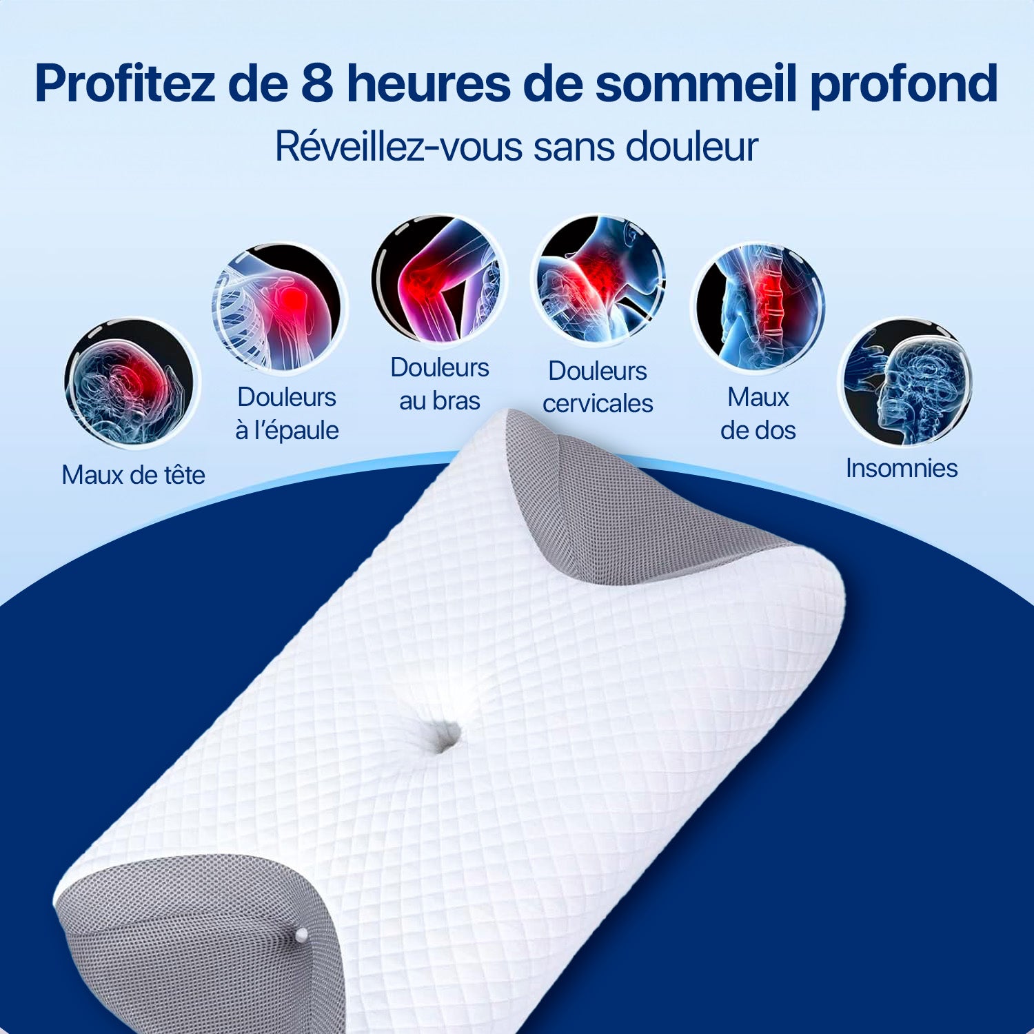 Oreiller Ergonomique en Mousse à Mémoire de Forme