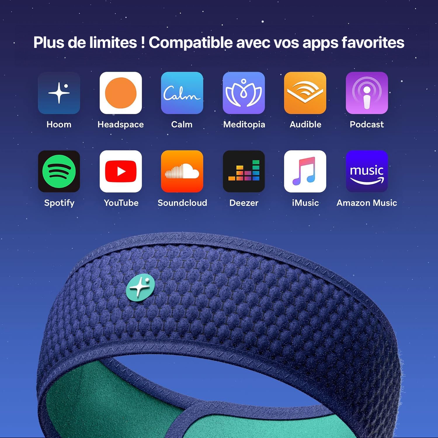 Masque de Sommeil Bluetooth avec Audio Hypnotique et Méditations Guidées