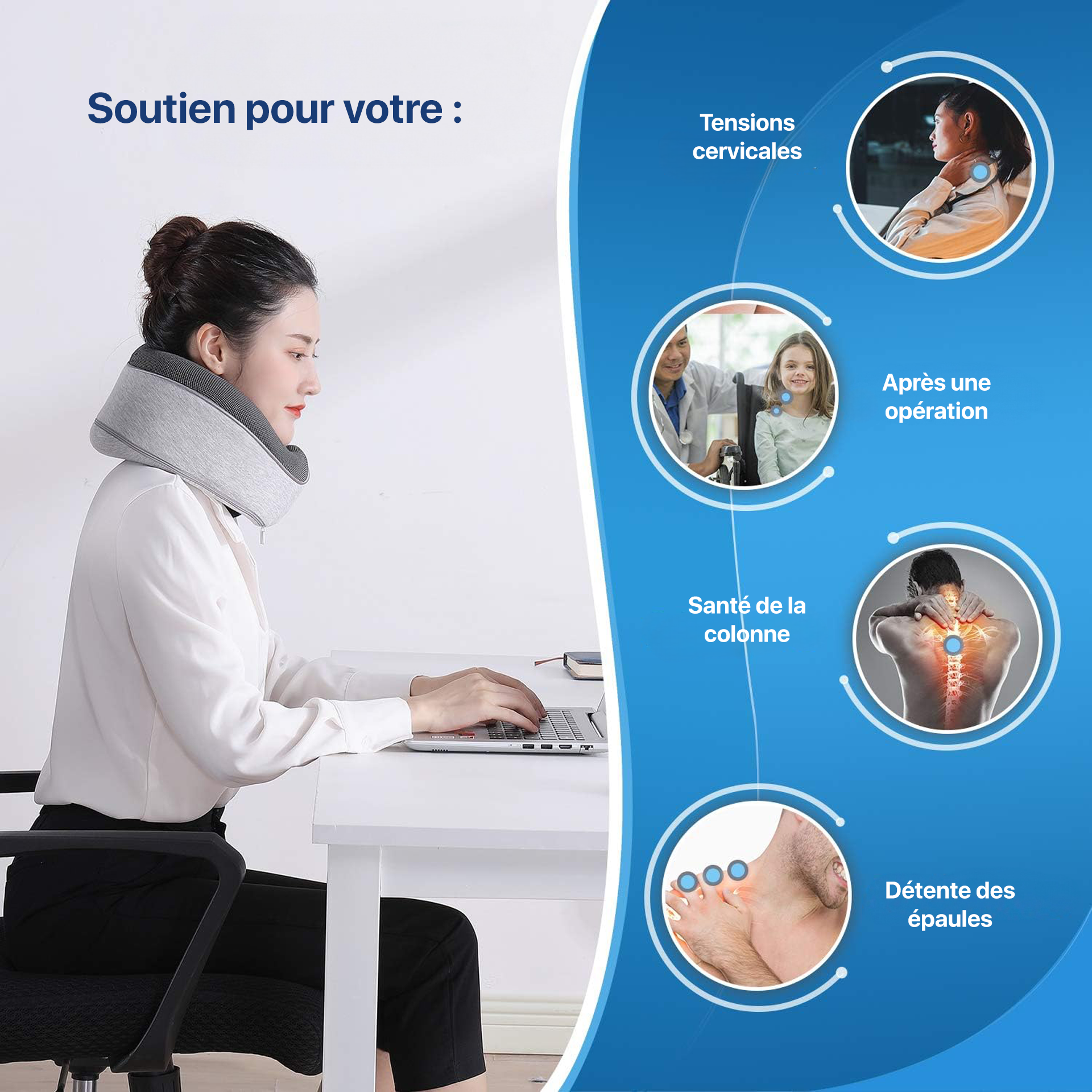 Oreiller cervical en mousse à mémoire de forme