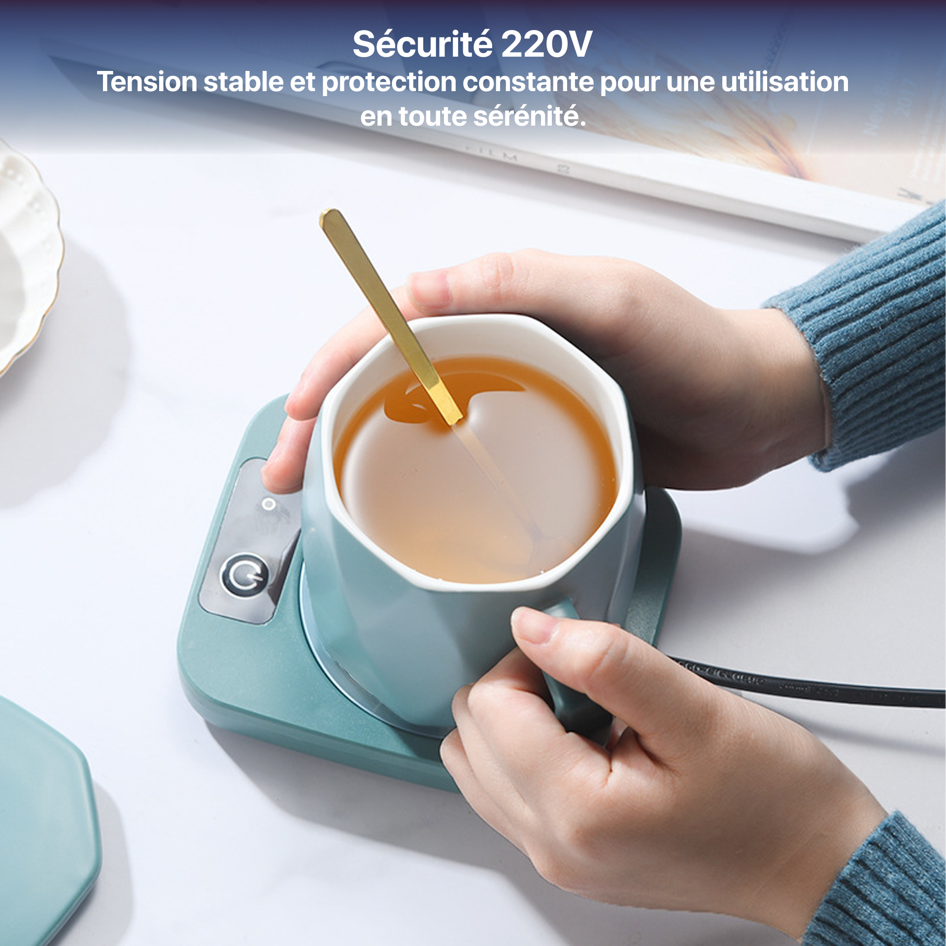 Chauffe-tasse, chauffe-café, dessous de verre thermostatique