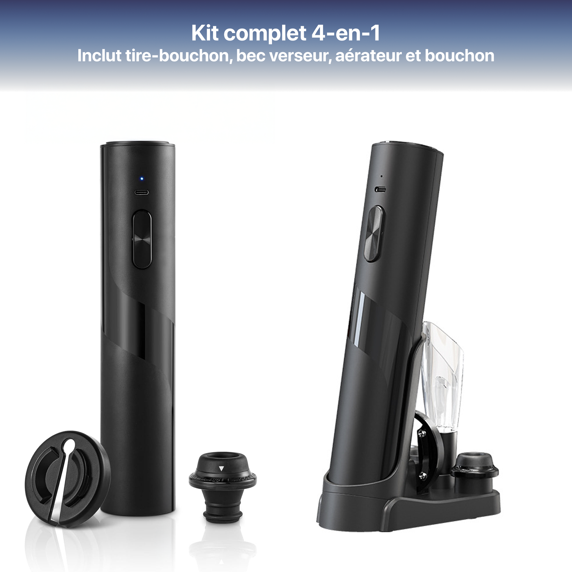 ouvre-bouteille de vin, bouchon de vide, rechargeable type-C