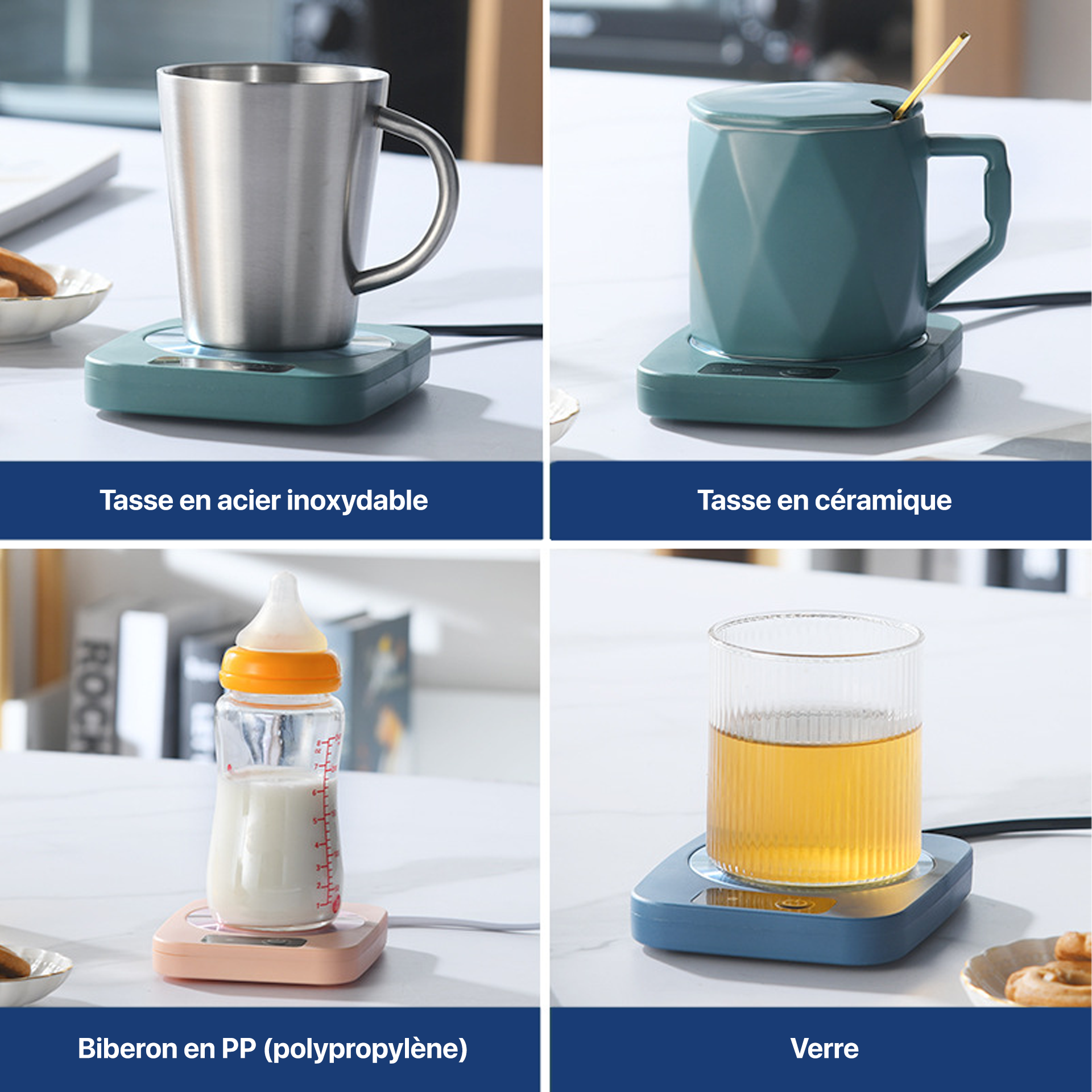 Chauffe-tasse, chauffe-café, dessous de verre thermostatique