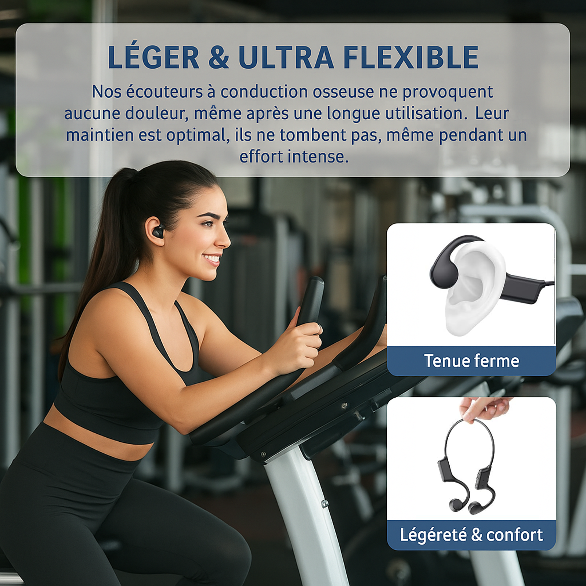 Casque Conduction Osseuse, Casque Bluetooth Sans Fil Sport