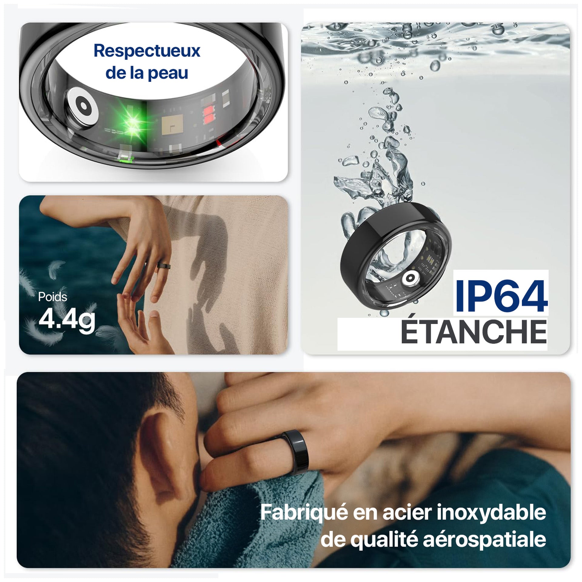 Bague Connectée Intelligente - Suivi Santé & Sport