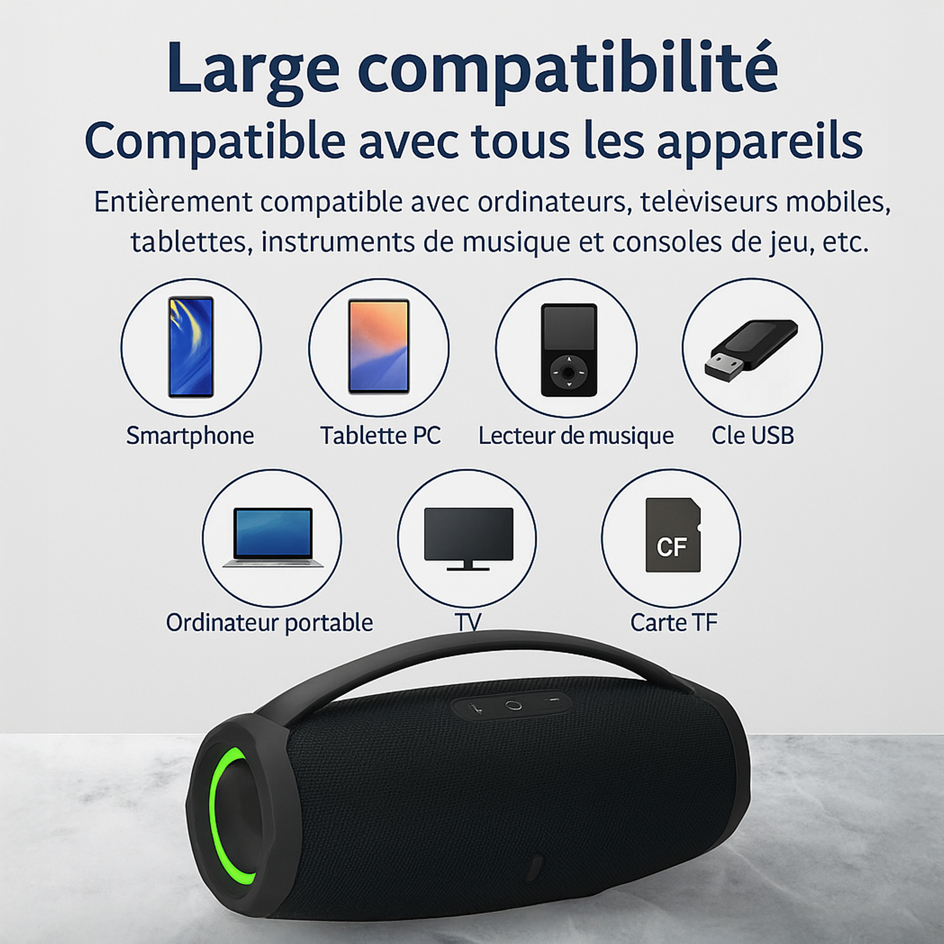Haut-parleur Bluetooth portable, basses puissantes et aigus clairs