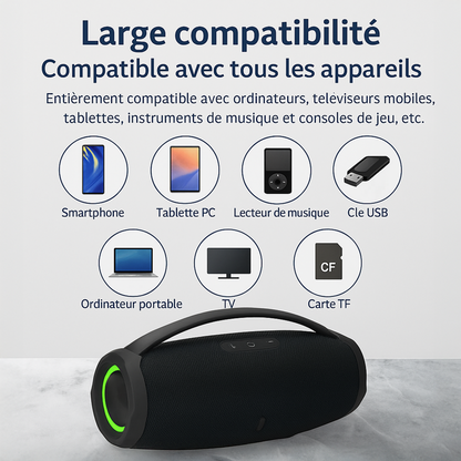 Haut-parleur Bluetooth portable, basses puissantes et aigus clairs