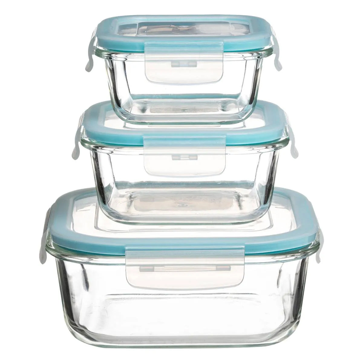 Boîtes-repas en verre [lot de 5] - récipients avec fermeture à clic - conteneurs de nourriture étanches - boîtes de repas pour contrôler les portions de nourriture