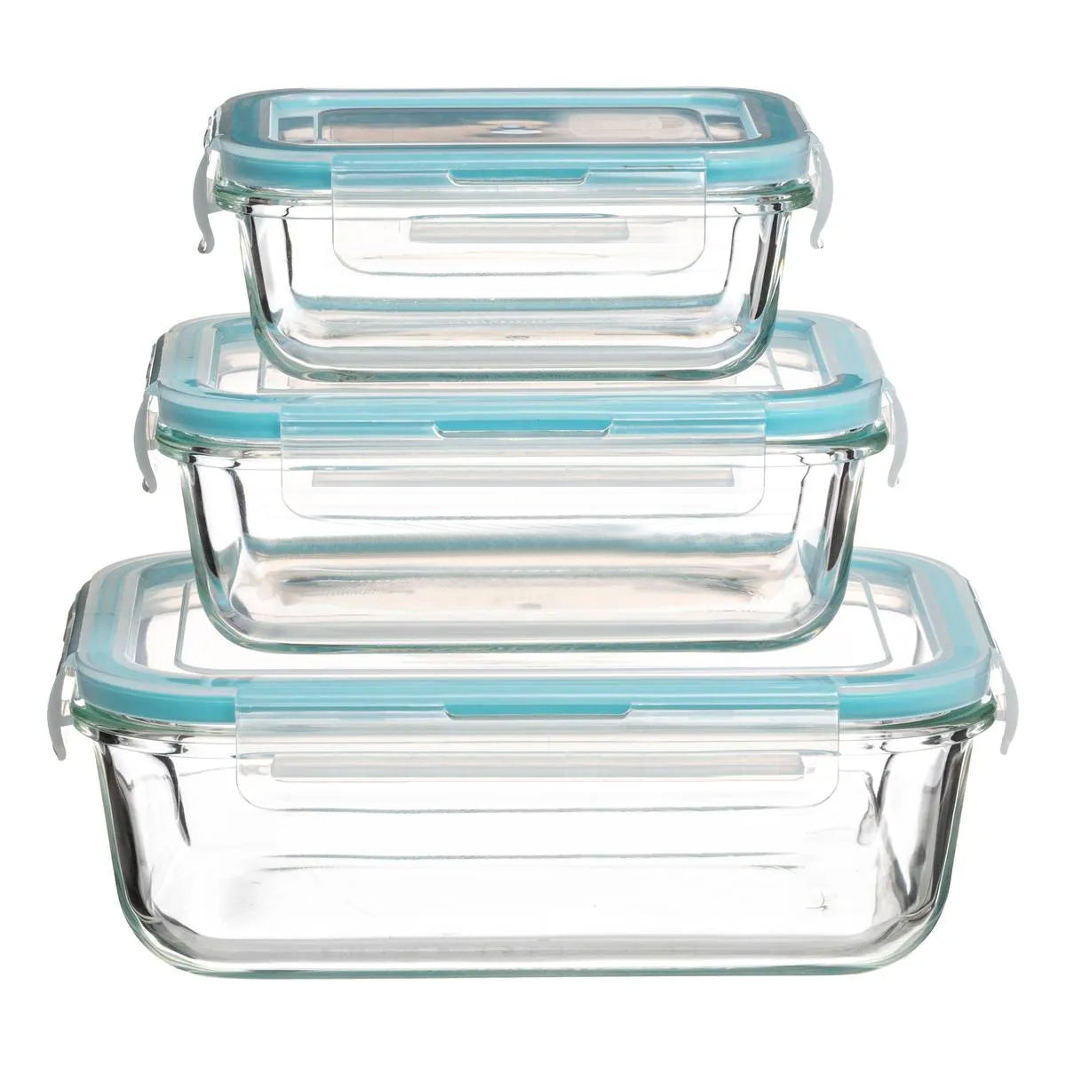 Boîtes-repas en verre [lot de 5] - récipients avec fermeture à clic - conteneurs de nourriture étanches - boîtes de repas pour contrôler les portions de nourriture